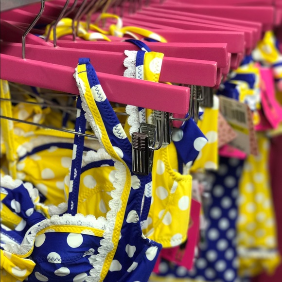 Betsey Johnson yellow blue bow polka dot bikini skirted bottom rockabilly pinup - Picture 8 of 9